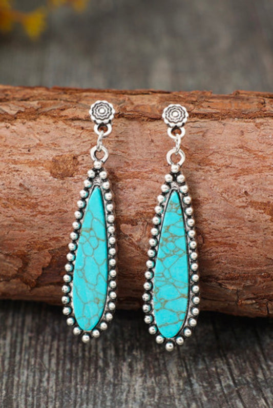 Vintage Bohemian Silver and Turquoise Earrings